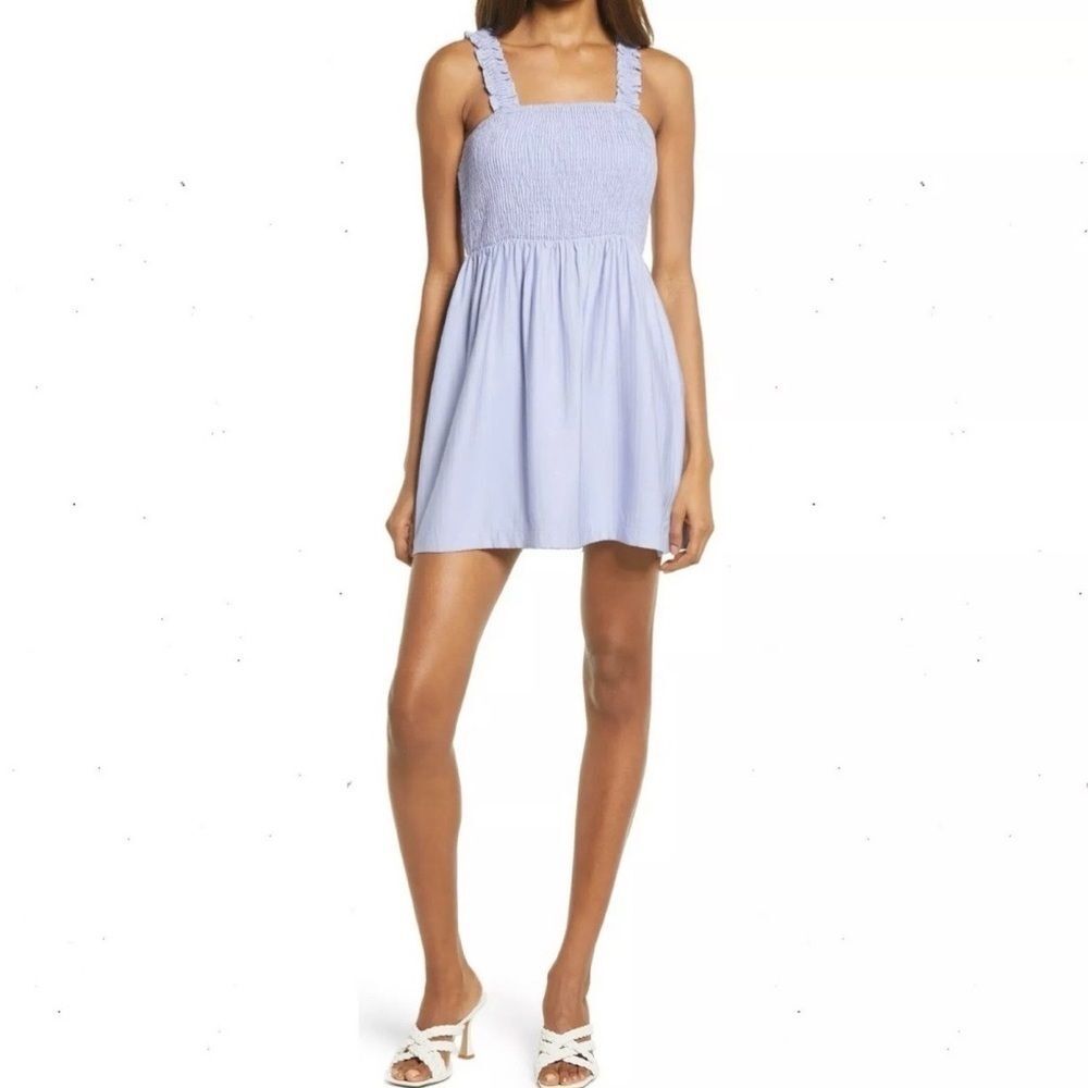 NSR Julia Sleeveless Smocked Ruffle Mini Dress Lavender Purple Size Medium